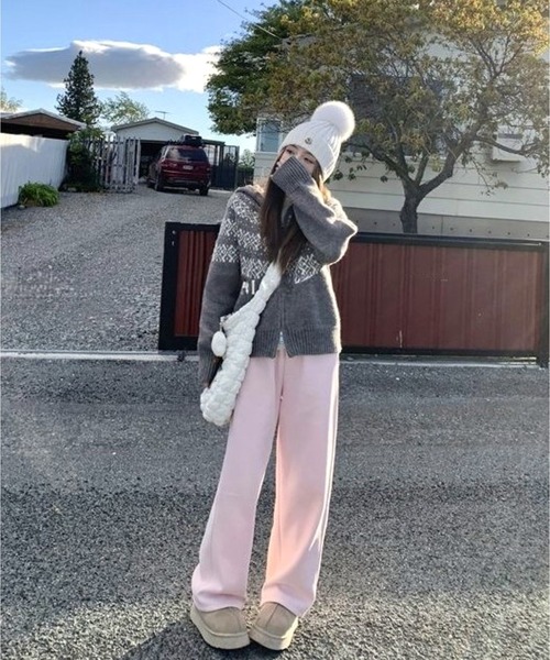 CANVAS+（キャンバスプラス）の「【CANVAS＋】ノルディック柄ジップニットパーカー（パーカー・レディース・ブルー/グレー/ブラック/ライトベージュ/レッド・M）」の9枚目の写真