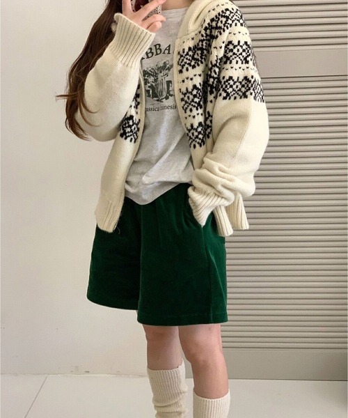 CANVAS+（キャンバスプラス）の「【CANVAS＋】ノルディック柄ジップニットパーカー（パーカー・レディース・ブルー/グレー/ブラック/ライトベージュ/レッド・M）」の21枚目の写真