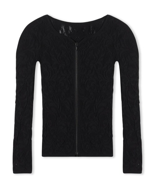 Chacott（チャコット）の「【ノーソーイングニット】バレリーナネックジップトップ（ニット/セーター・レディース・ブラック/グレー・M）」の2枚目の写真