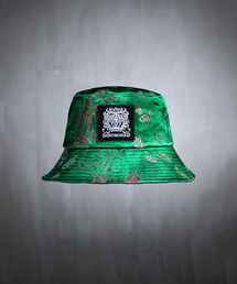 KIRTIMUKHA（キールティムカ）の「刺繍パッチオリエンタルファブリックバケットハットグリーン（ハット）」