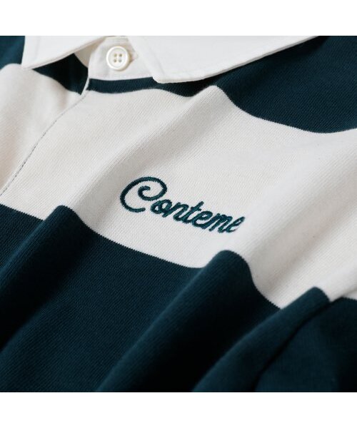 CONTEMENT(コンテメント)の「TWO COLOR STRIPE POLO T-SHIRT(ポロシャツ・メンズ・グリーン・LARGE/X-LARGE)」の5枚目の写真