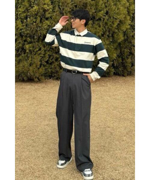 CONTEMENT(コンテメント)の「TWO COLOR STRIPE POLO T-SHIRT(ポロシャツ・メンズ・グリーン・LARGE/X-LARGE)」の10枚目の写真