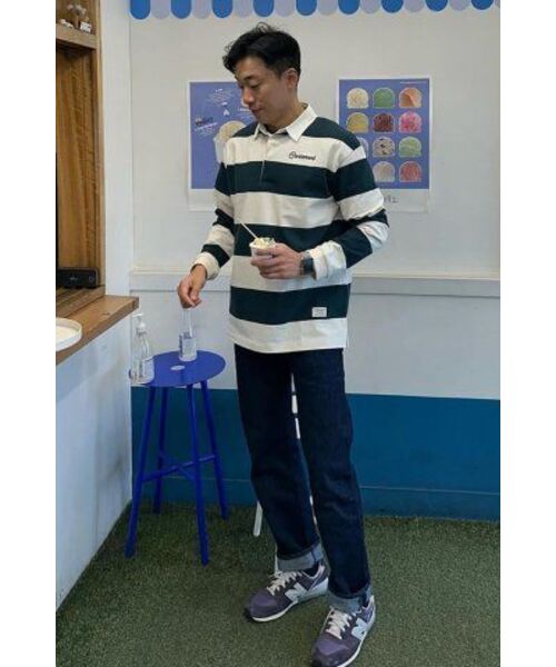 CONTEMENT(コンテメント)の「TWO COLOR STRIPE POLO T-SHIRT(ポロシャツ・メンズ・グリーン・LARGE/X-LARGE)」の11枚目の写真