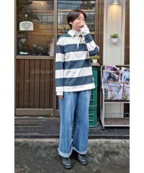 CONTEMENT(コンテメント)の「TWO COLOR STRIPE POLO T-SHIRT(ポロシャツ・メンズ・グリーン・LARGE/X-LARGE)」の12枚目の写真