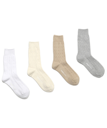 YARNWORKS（ヤーンワークス）の「[ライトカラー4パック]WORK BASIC CABLE ベーシックケーブルソックス（ソックス/靴下）」