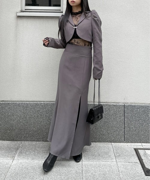 LVEU.（ラブユ.）の「【LVEU.】ハイウエストマーメイドスカート / ボトムス スカート オケージョン マーメイド ハイウエスト ロング モード ブラック グレー（スカート・レディース・グレー/ブラック・FREE）」の2枚目の写真