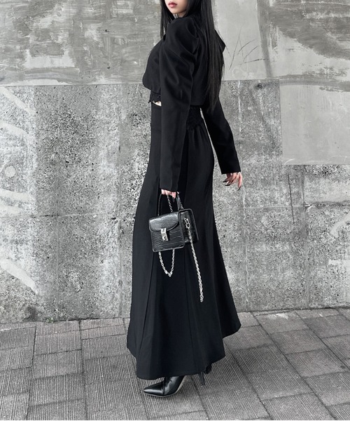 LVEU.（ラブユ.）の「【LVEU.】ハイウエストマーメイドスカート / ボトムス スカート オケージョン マーメイド ハイウエスト ロング モード ブラック グレー（スカート・レディース・グレー/ブラック・FREE）」の5枚目の写真