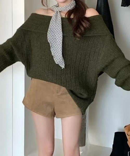 SPIGA（スピーガ）の「ｵﾌｼｮﾙ変形ｶﾗｰﾄｯﾌﾟｽ（スウェット・レディース・グリーン/ネイビー/パープル/オフホワイト/グレー・FREE）」の3枚目の写真