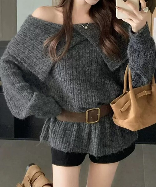 SPIGA（スピーガ）の「ｵﾌｼｮﾙ変形ｶﾗｰﾄｯﾌﾟｽ（スウェット・レディース・グリーン/ネイビー/パープル/オフホワイト/グレー・FREE）」の7枚目の写真