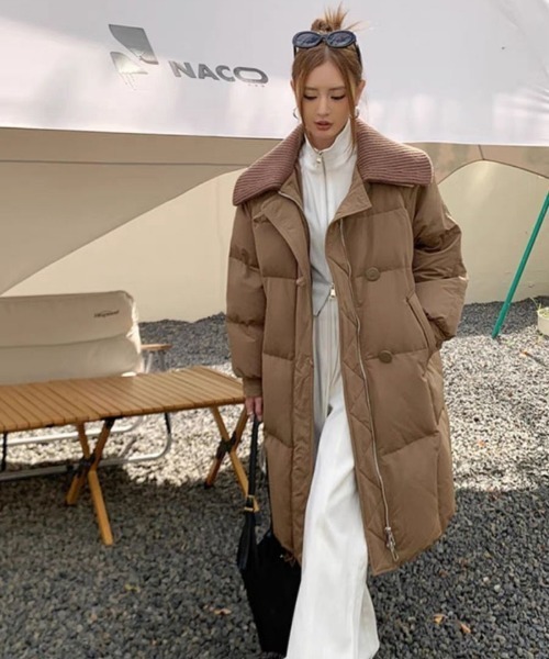 セール】オーバーサイズ ビッグカラー エコダウンコート（ダウン