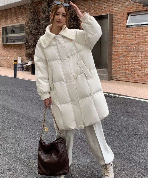 セール】オーバーサイズ ビッグカラー エコダウンコート（ダウン