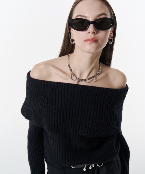 JOSE MOON（ジョゼムーン）の「OFF SHOULDER BULKY KNIT/オフショルダーバルキーニット（ニット/セーター・レディース・グレー/ベージュ/ブラック・FREE）」の14枚目の写真