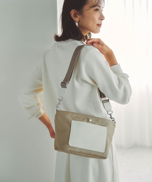 Breath TOPKAPI(ブレストプカピ)の「【Breath TOPKAPI sis】【WEB限定】ナイロン レザーポケット ミニ ショルダーバッグ 軽量 / CALM カーム(ショルダーバッグ・レディース・カーキ/ブラック/ベージュ/グレー・FREE)」の4枚目の写真