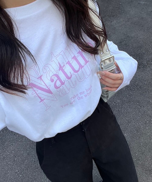 etta(エタ)の「ピンクデザインロンT/長袖Tシャツ(Tシャツ/カットソー・レディース・ホワイト/A・MEDIUM/SMALL/X-LARGE/LARGE)」の5枚目の写真