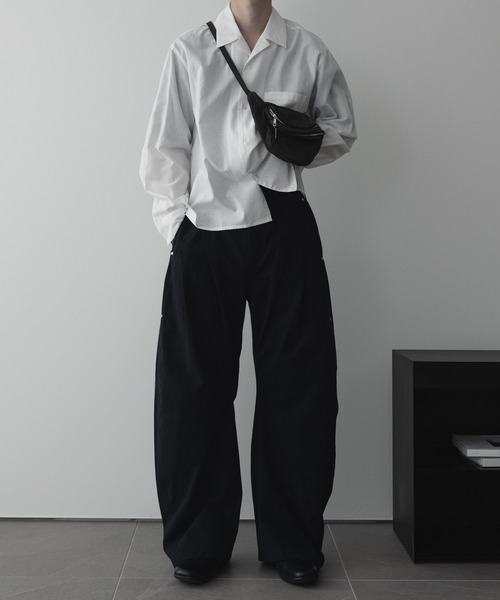 remer（リメール）の「コットンギャバタックカーブパンツ - cotton gabardine tuck curved pants（その他パンツ・メンズ・チャコールグレー/ブラック・LARGE/MEDIUM/SMALL/X-SMALL）」の22枚目の写真