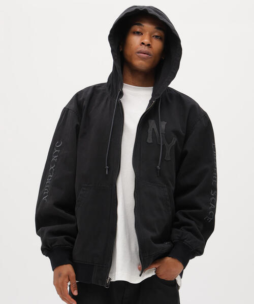 LEATHER PATCH DUCK HOOD JACKET / レザーパッチ ダック フード