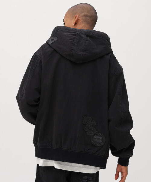 LEATHER PATCH DUCK HOOD JACKET / レザーパッチ ダック フード