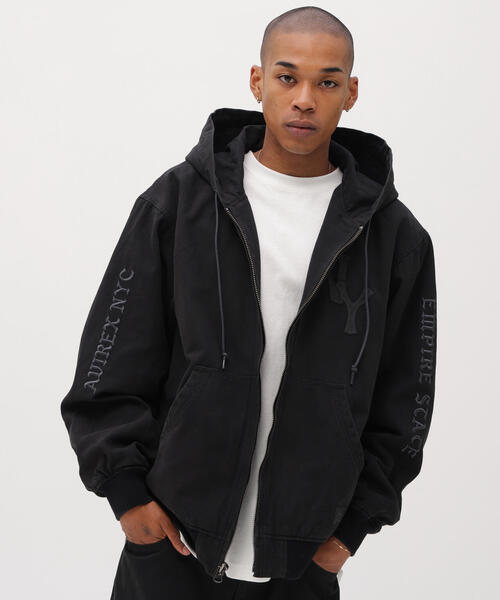 LEATHER PATCH DUCK HOOD JACKET / レザーパッチ ダック フード