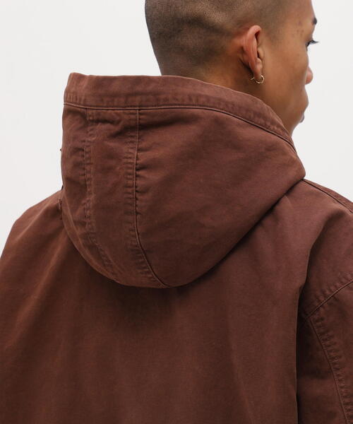 AVIREX.LTDブラウンレザーアウター フード付き AVIREX（アヴィレックス） パーカー LEATHER PATCH DUCK HOOD JACKET