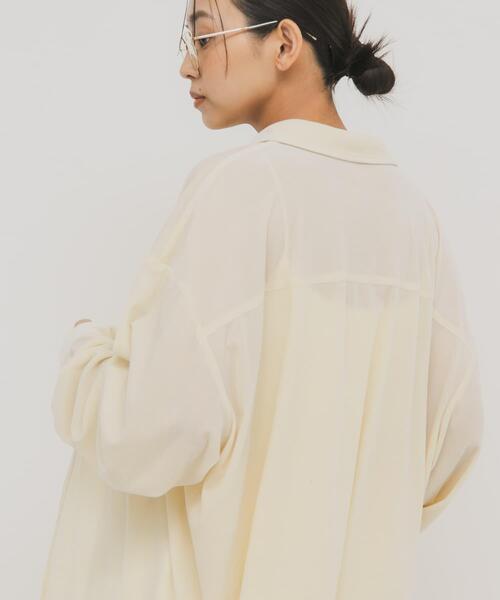 KBF（ケイビーエフ）の「シアーベロアルーズシャツ（シャツ/ブラウス・レディース・ダークブラウン/ブラック/アイボリー・ONE）」の4枚目の写真