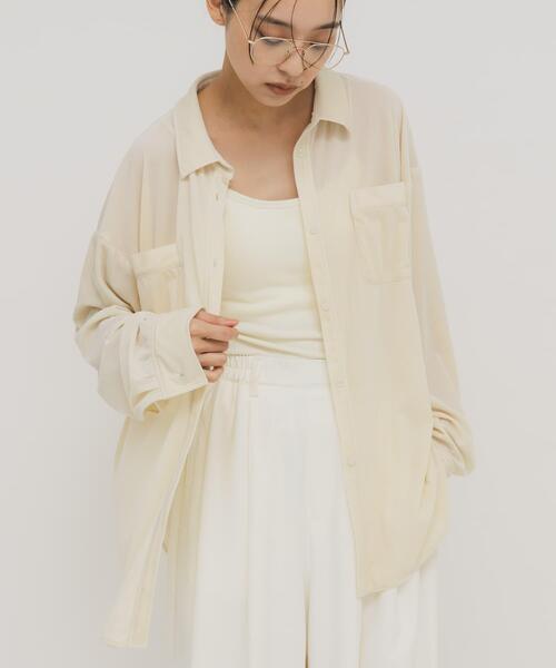 KBF（ケイビーエフ）の「シアーベロアルーズシャツ（シャツ/ブラウス・レディース・ダークブラウン/ブラック/アイボリー・ONE）」の5枚目の写真