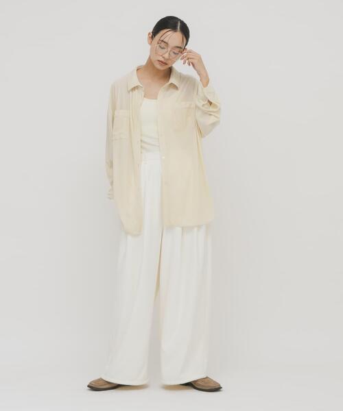 KBF（ケイビーエフ）の「シアーベロアルーズシャツ（シャツ/ブラウス・レディース・ダークブラウン/ブラック/アイボリー・ONE）」の7枚目の写真