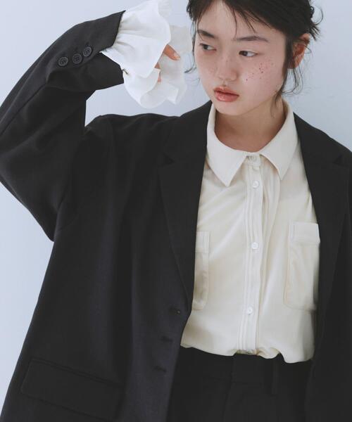 KBF（ケイビーエフ）の「シアーベロアルーズシャツ（シャツ/ブラウス・レディース・ダークブラウン/ブラック/アイボリー・ONE）」の10枚目の写真