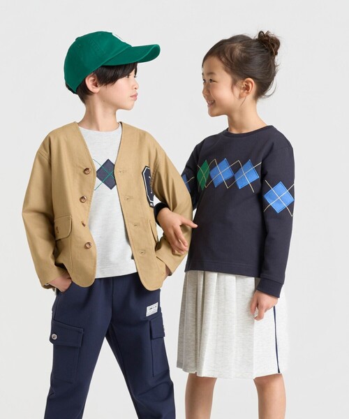 COMME CA ISM（コムサイズム）の「アーガイル長袖Tシャツ（Tシャツ/カットソー・キッズ・オートミール/ネイビー・100cm/110cm/120cm/130cm/140cm/150cm）」の5枚目の写真