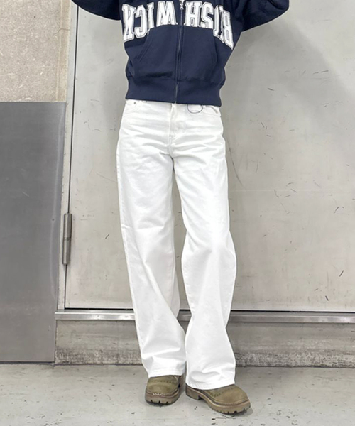 Oriens JOURNAL STANDARD（オリエンス ジャーナルスタンダード）の「ワイドベーシックデニム（デニムパンツ・レディース・ネイビー/ホワイト/ライトブルー・36/38）」の2枚目の写真