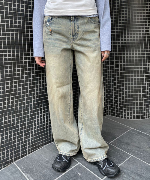 Oriens JOURNAL STANDARD（オリエンス ジャーナルスタンダード）の「ワイドベーシックデニム（デニムパンツ・レディース・ネイビー/ホワイト/ライトブルー・36/38）」の3枚目の写真