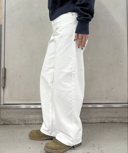 Oriens JOURNAL STANDARD（オリエンス ジャーナルスタンダード）の「ワイドベーシックデニム（デニムパンツ・レディース・ネイビー/ホワイト/ライトブルー・36/38）」の5枚目の写真