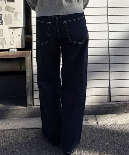 Oriens JOURNAL STANDARD（オリエンス ジャーナルスタンダード）の「ワイドベーシックデニム（デニムパンツ・レディース・ネイビー/ホワイト/ライトブルー・36/38）」の9枚目の写真