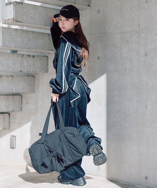 OLIVE des OLIVE(オリーブデオリーブ)の「袖ラインコンパクトパーカー(Tシャツ/カットソー・レディース・ピンク/トップグレー/ブラック・FREE)」の9枚目の写真