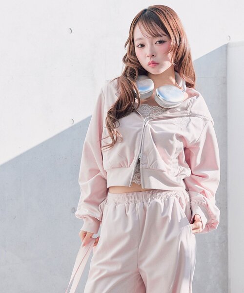 OLIVE des OLIVE(オリーブデオリーブ)の「袖ラインコンパクトパーカー(Tシャツ/カットソー・レディース・ピンク/トップグレー/ブラック・FREE)」の14枚目の写真