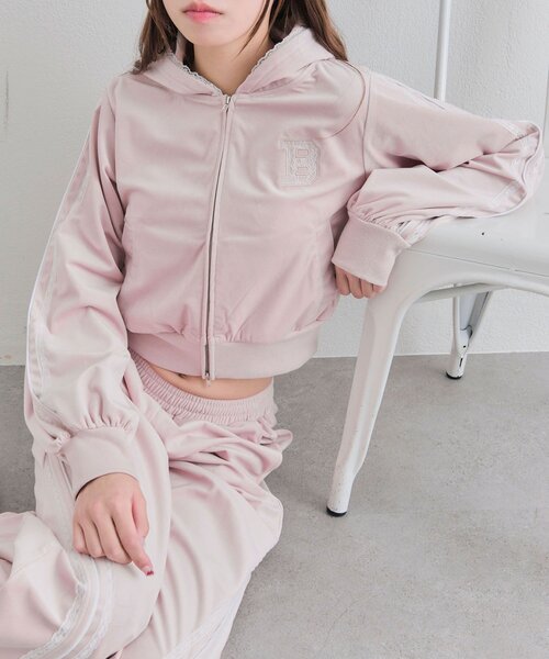 OLIVE des OLIVE(オリーブデオリーブ)の「袖ラインコンパクトパーカー(Tシャツ/カットソー・レディース・ピンク/トップグレー/ブラック・FREE)」の19枚目の写真