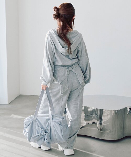 OLIVE des OLIVE（オリーブデオリーブ）の「袖ラインコンパクトパーカー（Tシャツ/カットソー・レディース・ピンク/トップグレー/ブラック・FREE）」の6枚目の写真