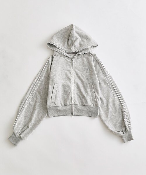 OLIVE des OLIVE（オリーブデオリーブ）の「袖ラインコンパクトパーカー（Tシャツ/カットソー・レディース・ピンク/トップグレー/ブラック・FREE）」の7枚目の写真