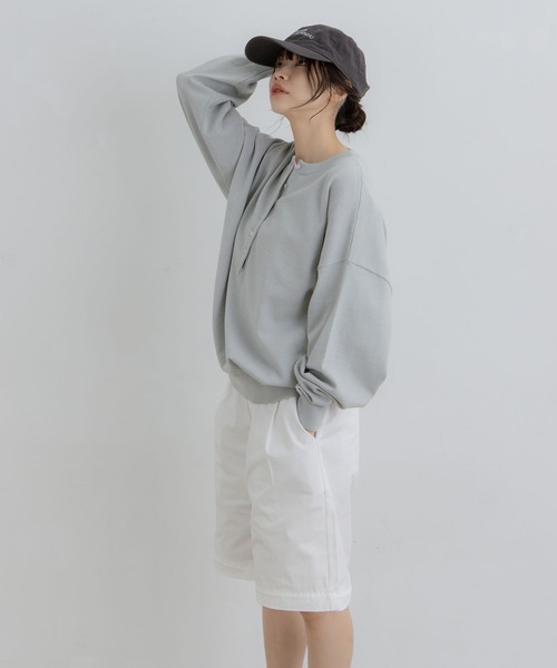 flaner（フラネ）の「Loose henry neck knit / ルーズヘンリーネックニット（ニット/セーター・レディース・グレー/ネイビー・LARGE/MEDIUM）」の11枚目の写真