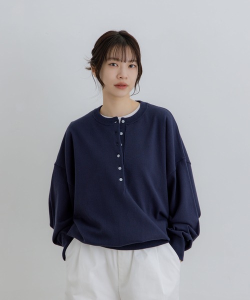 flaner（フラネ）の「Loose henry neck knit / ルーズヘンリーネックニット（ニット/セーター・レディース・グレー/ネイビー・LARGE/MEDIUM）」の22枚目の写真
