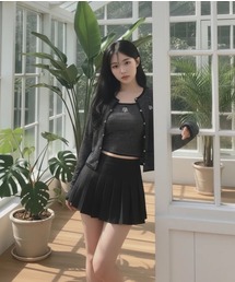muahmuah（ムーアムーア）の「[セット] ストライプ配色スリーブレスカーディガンセット [4色]（Tシャツ/カットソー）」