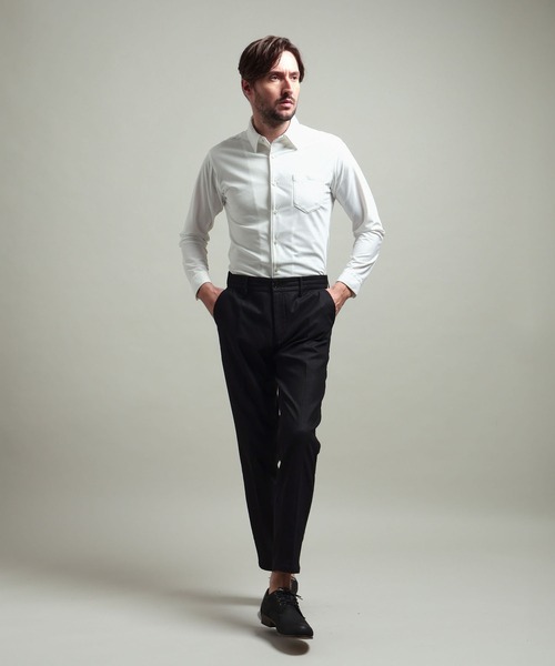 HIDEAWAYS NICOLE（ハイダウェイニコル）の「【HIDEAWAYS BLACK】シアーマイクロチェックレギュラーカラーシャツ（シャツ/ブラウス・メンズ・ブラック/ブルー/オフホワイト・MEDIUM/X-LARGE/LARGE）」の4枚目の写真