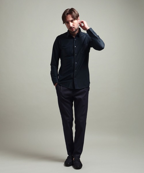 HIDEAWAYS NICOLE（ハイダウェイニコル）の「【HIDEAWAYS BLACK】シアーマイクロチェックレギュラーカラーシャツ（シャツ/ブラウス・メンズ・ブラック/ブルー/オフホワイト・MEDIUM/X-LARGE/LARGE）」の8枚目の写真