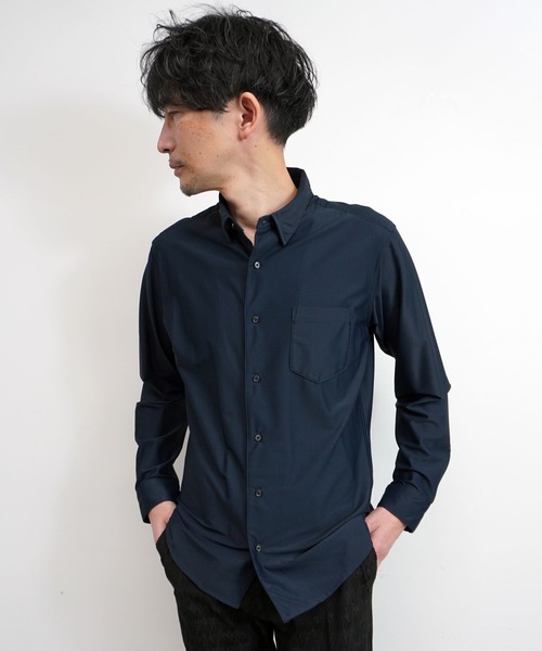 HIDEAWAYS NICOLE(ハイダウェイニコル)の「【HIDEAWAYS BLACK】シアーマイクロチェックレギュラーカラーシャツ(シャツ/ブラウス・メンズ・ブラック/ブルー/オフホワイト・MEDIUM/X-LARGE/LARGE)」の5枚目の写真