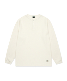 HENLEY NECK WAFFLE LONG SLV TEE ivory
