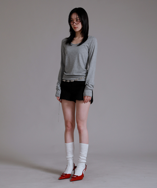 LIKE THE MOST(ライクザモースト)の「UラウンドベーシックロングスリーブTシャツ_メランジ(Tシャツ/カットソー・レディース・その他・S/M/L)」の3枚目の写真