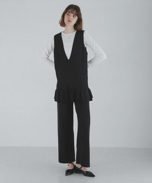 URBAN RESEARCH Sonny Label（アーバンリサーチサニーレーベル）の「フリルチュニックベスト パンツSET（ニット/セーター・レディース・ブラック/グレー・FREE）」の8枚目の写真