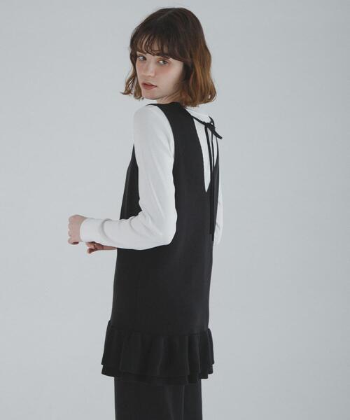 URBAN RESEARCH Sonny Label（アーバンリサーチサニーレーベル）の「フリルチュニックベスト パンツSET（ニット/セーター・レディース・ブラック/グレー・FREE）」の9枚目の写真