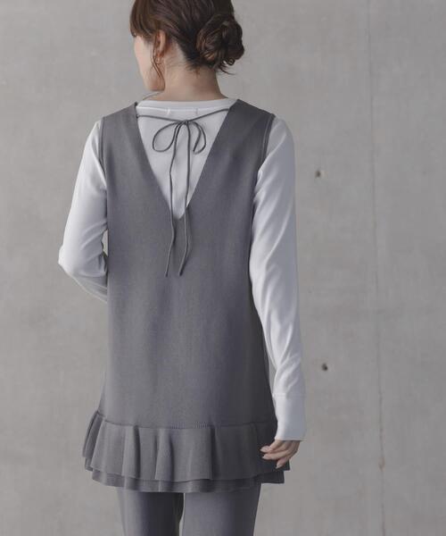 URBAN RESEARCH Sonny Label（アーバンリサーチサニーレーベル）の「フリルチュニックベスト パンツSET（ニット/セーター・レディース・ブラック/グレー・FREE）」の19枚目の写真