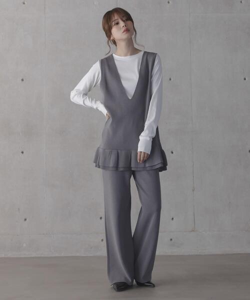 URBAN RESEARCH Sonny Label（アーバンリサーチサニーレーベル）の「フリルチュニックベスト パンツSET（ニット/セーター・レディース・ブラック/グレー・FREE）」の21枚目の写真