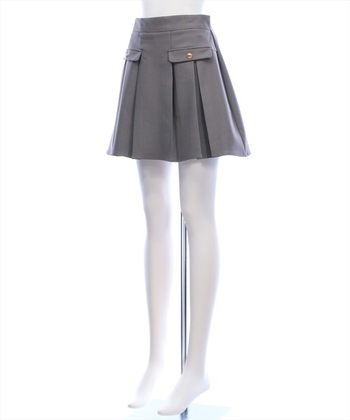 clear（クリア）の「ゴールドボタンプリーツミニスカート[大人 フェミニン 上品]（スカート・レディース・グレー/ブラック・S/M）」の10枚目の写真